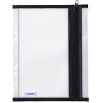 Pochette de classeur a5 avec fermeture eclair noire transparente, grande poche transparente et perfore ...