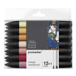 Pochette feutres promarker 12 + 1 manga steampunk - winsor et newton