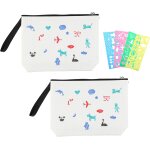 Pochette tissu zippée 10 pièces trousse personnalisable avec 4 pochoirs de peinture pochette zippée pour ... Pochette tissu zippée 10 pièces trousse personnalisable avec 4 pochoirs de peinture pochette zippée pour ...