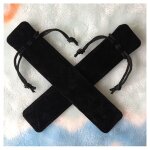 Pochette en velours pour stylo a bille, cordon de serrage, noir, rouge, bleu, marron, rose, 3. 5x17. ...