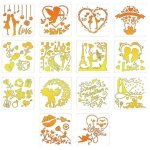 Pochoirs de peinture ajour�s, 14 pi�ces, ensemble de mod�les de peinture graffiti de no�l pour bricolage ...