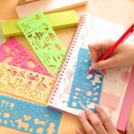 Pochoir de peinture artisanal, r�gle, carte en papier, outil de dessin, 4 pi�ces, offre sp�ciale, 50% ...