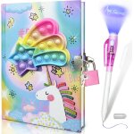 Pop journal intime fille avec cadenas & stylo double extrmit a encre invisible, 80 feuilles lign carnet ...