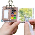 Portable skizzenbook palette set 8 grids mini palette de peinture en bois voyage bote pour l'aquarelle ...