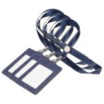 Porte - badge et cordon multifonction en cuir pu bleu pour la gestion des cartes d'identit, etanche ...