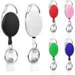 Porte badge enrouleur, 6pcs porte - cl�s (multicolore) retractable, cordon r�tractable avec enrouleur ...