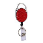 Porte - badge rtractable en mtal, avec dcor en diamant, lanire facile a tirer pour porte - badge, ...