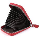 Porte - cartes de crdit en cuir rouge avec fermeture eclair ¿ qualit suprieure, tendance, durable ...