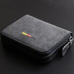 Porte - cartes en daim pour femmes et hommes , cuir elde luxe, portefeuille mince a fermeture eclair, ...