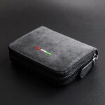 Porte - cartes en daim pour femmes et hommes , cuir elde luxe, portefeuille mince a fermeture eclair, ...