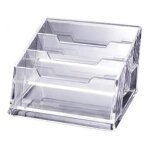 Porte - cartes de visite en acrylique - pr�sentoir transparent pour bureau, menus et commerces - 3 compartimen ...