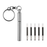 Porte - cls portable multifonctionnel en acier inoxydable, stylo tlescopique, stylo a bille, 5 recharges, ...