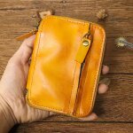 Porte - cl vintage en cuir vritable pour hommes, couverture de porte - cls de voiture, fermeture eclair, ...