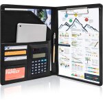 Porte documents a4 en cuir bloc - notes pour runion confrencier document agenda bureau portfolio noir ...