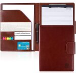 Porte documents a4 en cuir, conferencier avec fermeture magntique, bloc - notes, papier et stylo brun ...