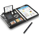 Porte document a4 en cuir avec fermeture eclair etanche avec classeur a anneaux, bloc - notes, porte ... Porte document a4 en cuir avec fermeture eclair etanche avec classeur a anneaux, bloc - notes, porte ...
