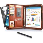 Porte document a4 en cuir avec fermeture eclair etanche avec classeur a anneaux, bloc - notes, porte ... Porte document a4 en cuir avec fermeture eclair etanche avec classeur a anneaux, bloc - notes, porte ...