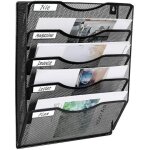 Porte - documents mural a 5 poches - organiseur de bureau pour documents et magazines, installation facile, ...