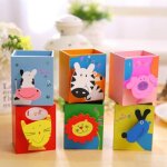 Porte - stylos en bois pour enfants, porte - crayon, dessin anim, cochon, animal, fournitures scolaires ...