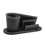 Porte - stylo el�gant en cuir noir avec compartiments s�par�s pour l'organisation du bureau - accessoire ...