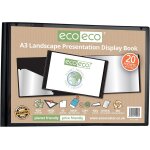 Porte - vues a3 50% recycl 20 pochettes en plastique noir paysage