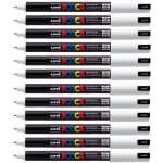 Posca lot de 12 marqueurs pointe calibr�e extra - fine pc1mr 0, 7mm blanc