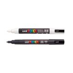 Posca lot de 2 marqueurs peinture pc - 3m pointe fine 0, 9 - 1, 3mm blanc et noir
