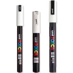 Posca lot de 3 marqueurs peinture ultra fine a fine � pc - 1mr, pc - 1m, pc - 3m blanc