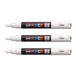 Posca lot de 3 marqueurs pointe conique extra - fine pc1mc 0, 7 - 1mm blanc