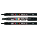 Posca lot de 3 marqueurs pointe conique fine posca pc3m 0, 9 - 1, 3mm noir