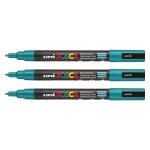 Posca lot de 3 marqueurs pointe conique fine pc3m 0, 9 - 1, 3mm vert emeraude