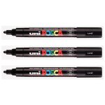 Posca lot de 3 marqueurs pointe conique moyenne pc5m 1, 8 - 2, 5mm noir