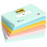Post - it 655 - 6 - bea rectangle bleu, vert, orange, rose, jaune 100 feuilles auto - adh�sif