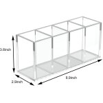 Pot a crayons en acrylique avec 4 compartiments pour fournitures de bureau et pinceaux de maquillage ...