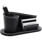 Pot a crayons cr�atif avec porte - cartes de visite pour le bureau et la maison ¿ cuir synth�tique et ...