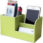 Pot a crayons en cuir pu durable, organiseur de bureau a 3 compartiments, bo�te de rangement multifonction ...