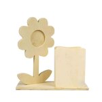 Pot a crayons avec fleur bois 14 x 14 x 6 cm - megacrea