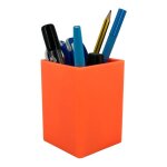 Pot a crayons - forme carr� - couleurs fluo - 7x7x10cm - apli