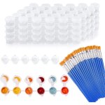 Pots de peinture vides, mini r�cipients de stockage transparents et 20 pinceaux, artisanat de peinture, ...