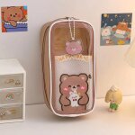 Poudres de stylo en toile transparente de grande capacit, etui a stylo en plastique transparent, dessin ...