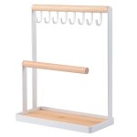 Présentoir de bijoux avec plateau en bois pour bagues et crochets, support de rangement pour colliers, ... Présentoir de bijoux avec plateau en bois pour bagues et crochets, support de rangement pour colliers, ...