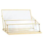 Pr�sentoir pour cartes de visite en m�tal dor� et verre, pour bureau, montage sur table, 11, 77 cm, affichage ...
