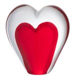 Presse papier sulfure coeur rouge en verre 9. 5 cm