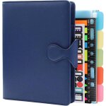 Pu carnet de notes en cuir a5, 6 anneaux classeur journal pliable cahier d'affaires avec poches / porte ...