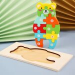 Puzzle 3d en bois en forme de dinosaure, lapin, ours, pour enfants de 2 a 4 ans, jouets montessori, cadeaux ...