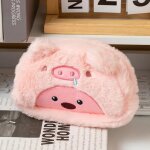 Qcyl - trousse a crayons en peluche de grande capacit kawaii, sac de rangement castor mignon, poudres ...
