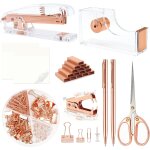 Qpenguinbabies fournitures de bureau or rose, accessoires de bureau modernes, agrafeuse, distributeur ...