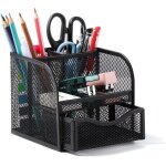 Rangement bureau, organisateur de bureau en filet métallique, pot a crayon bureau avec 4 compartiments ... Rangement bureau, organisateur de bureau en filet métallique, pot a crayon bureau avec 4 compartiments ...