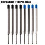 Recharge de stylo a bille lisse et fine, 200mm, bleu et noir, pour enfants, elves, ecole, bureau, outils ...