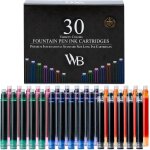 Recharges pour stylo plume lot de 30 cartouches d'encre de couleurs assorties - taille standard internationale ...